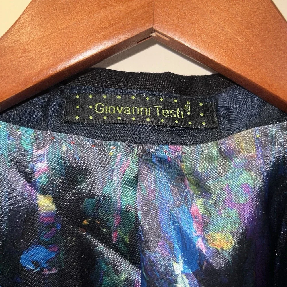 Giovanni Testi Blazer Mens 42S Navy Blue Bold Colorful Lining Slim GT2SS-2169
